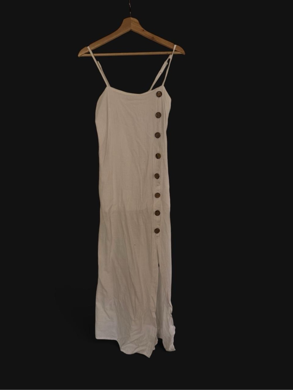 Sleeveless Cream Maxi Dress with Side Button Detail